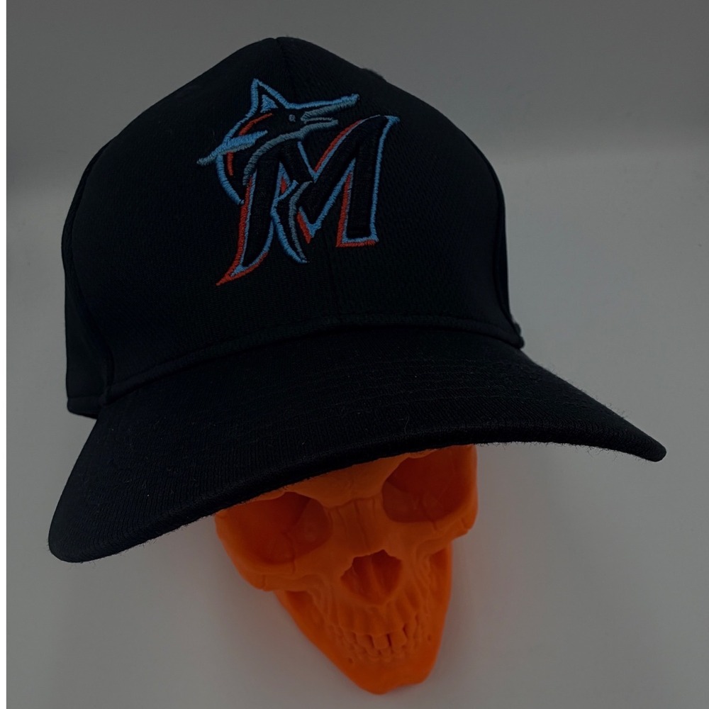 Miami Marlins OC Sports Baseball Hat Black Mesh Cal Ripken Adjustable Coach Cap